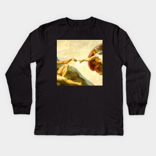 Creation of Adam - Hands and Fingers Michelangelo Sistine Chapel Kids Long Sleeve T-Shirt